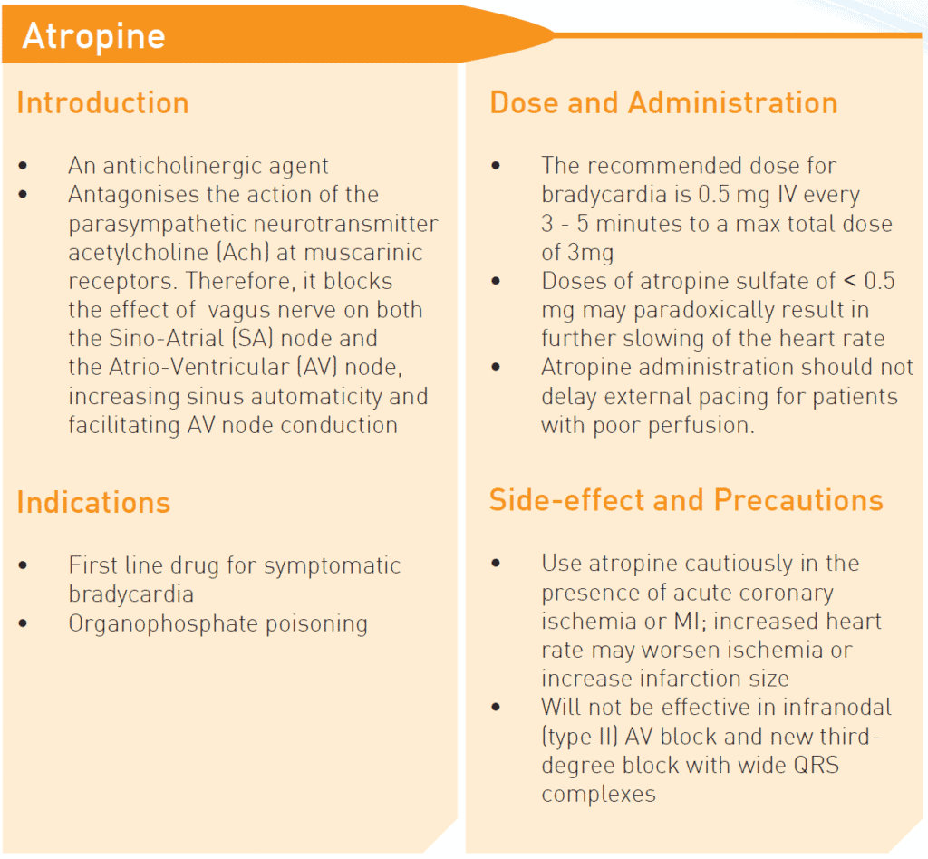 atropine dose, indication, side effects, resuscitation