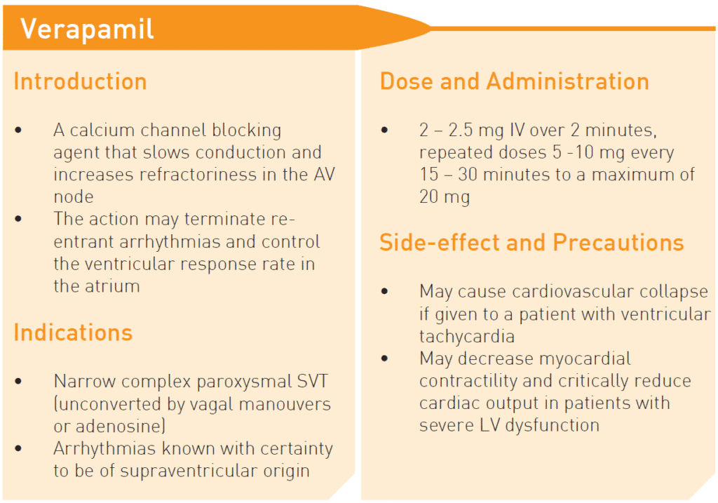 verapamildose, indication, side effects, resuscitation