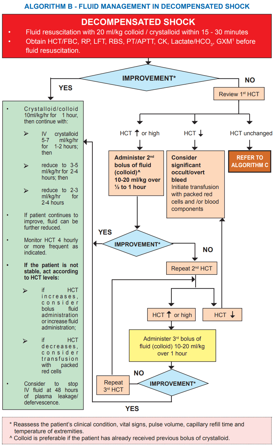 dengue fluid management in decompensated shock